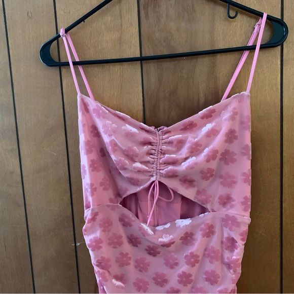 For Love and Lemons FL&L Lusk Velvet Midi Dress Pink Size Large EUC - Picture 8 of 16